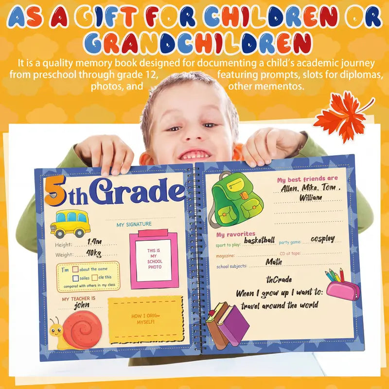 Preschool Memory Book – Kids School Years Keepsake Photo Album