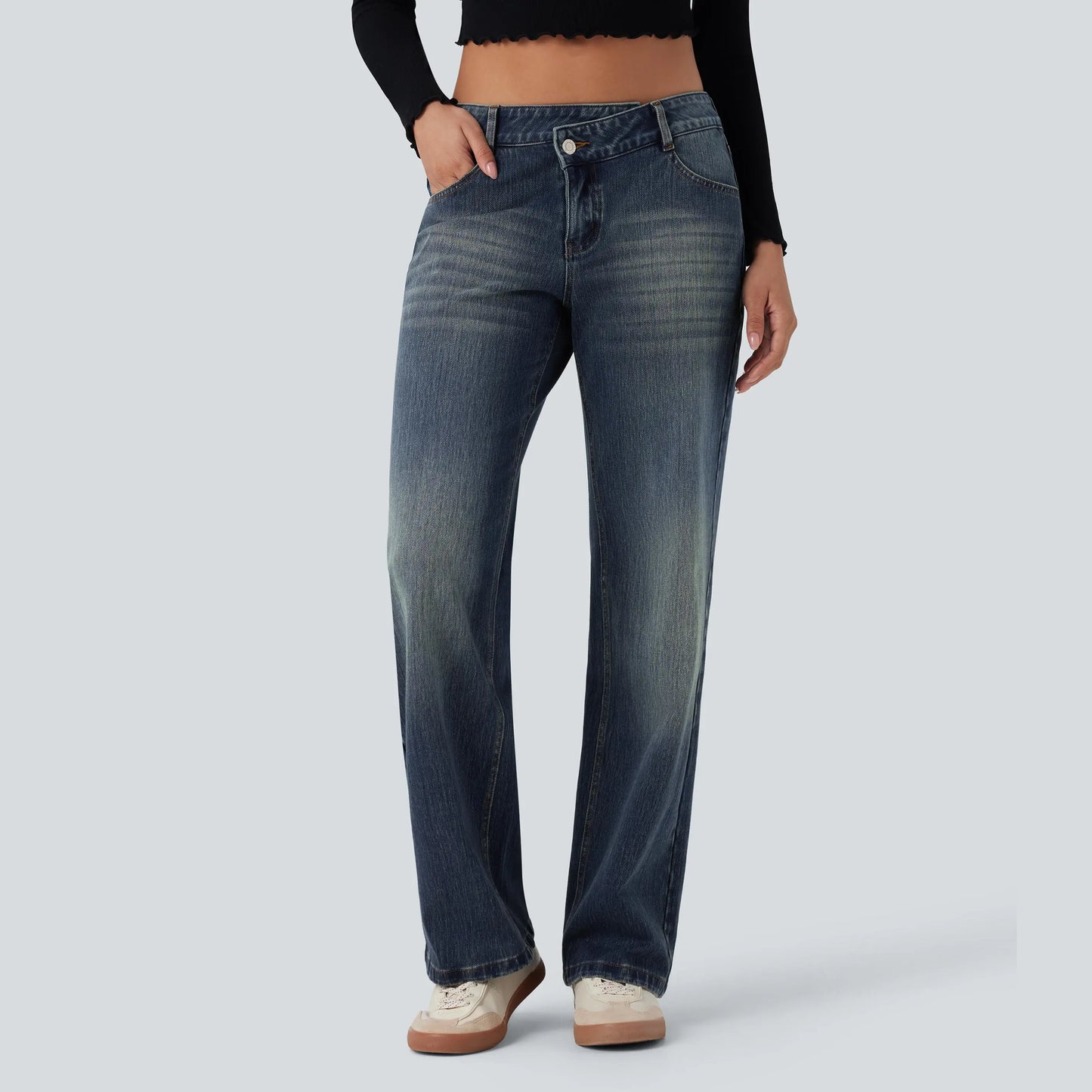 Halara Flex Low-Rise Straight-Leg Casual Jeans, 94% Cotton