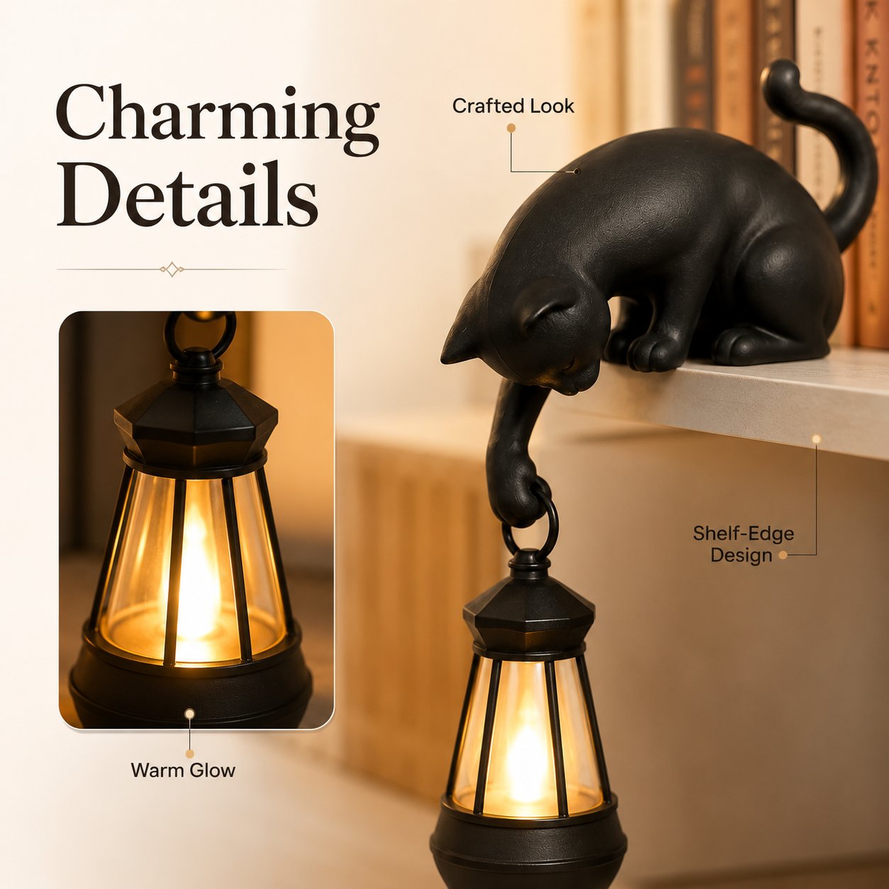 Cat-themed Bookshelf Light