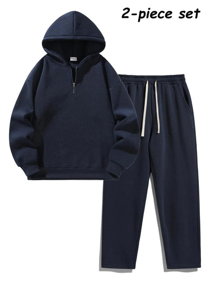 Men's Plain Two-piece Casual Sporty Sweatsuit Set