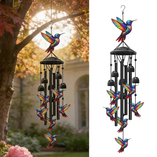 🔥Last Day 60% OFF🔥-🐦Vintage Colorful Hummingbird Wind Chime with Metal Tubes and Bells