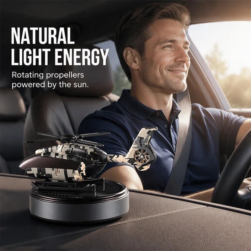 🔥HOT SALE 49% OFF✨Solar Helicopter Aromatherapy Diffuser – Spins in Light, Refillable Scent Pads, for Car & Home🚁