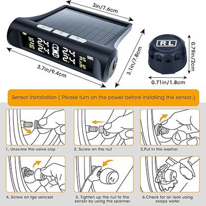 🔥Last Day Special: Solar-Powered RV/Trailer TPMS w/4 Sensors & LCD for Live Tire Pressure/Temp