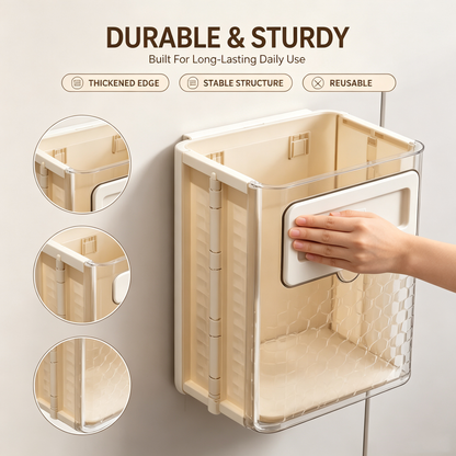 Kitchen folding trash can wall hanging large caliber leftovers bin transparent thickened folding trash can