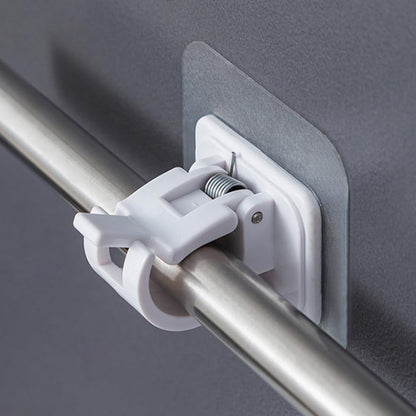 No Drill Clear Curtain Rod Brackets 4 Pcs Self-Adhesive Mount Nail Free Hangers for Bathroom, Bedroom, Hotel