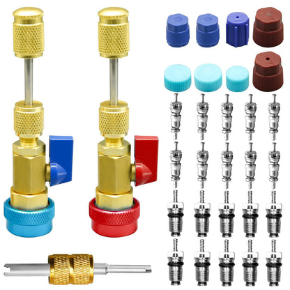 🧰HVAC Valve Core Removal Tool with Dual Size SAE 1/4" & 5/16" Port, AC Schrader Valve Core Remover Installer for R22 R410A R32 Refrigeration Air Conditioning Systems