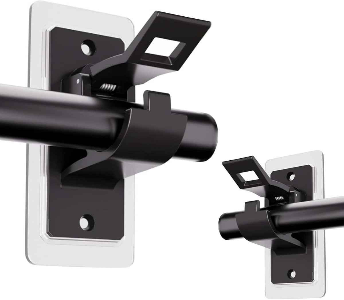 No Drill Clear Curtain Rod Brackets 4 Pcs Self-Adhesive Mount Nail Free Hangers for Bathroom, Bedroom, Hotel