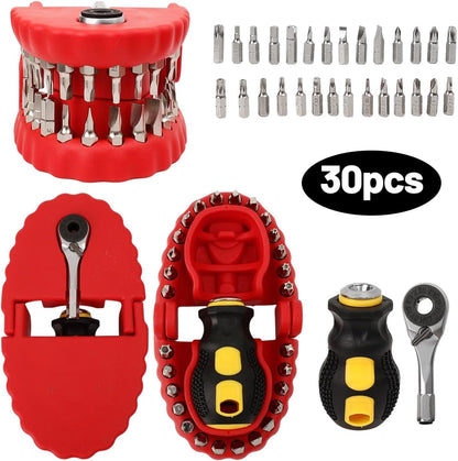 🛠️Tooth-Shaped Bit Holder – 28-Piece DIY Screwdriver Bit Set