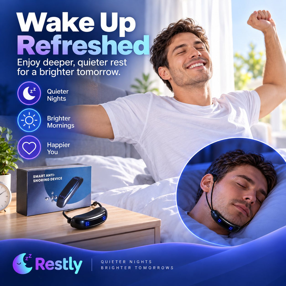 💤 Smart Anti-Snore Device. Stop Snoring, Start Sleeping Deeply.