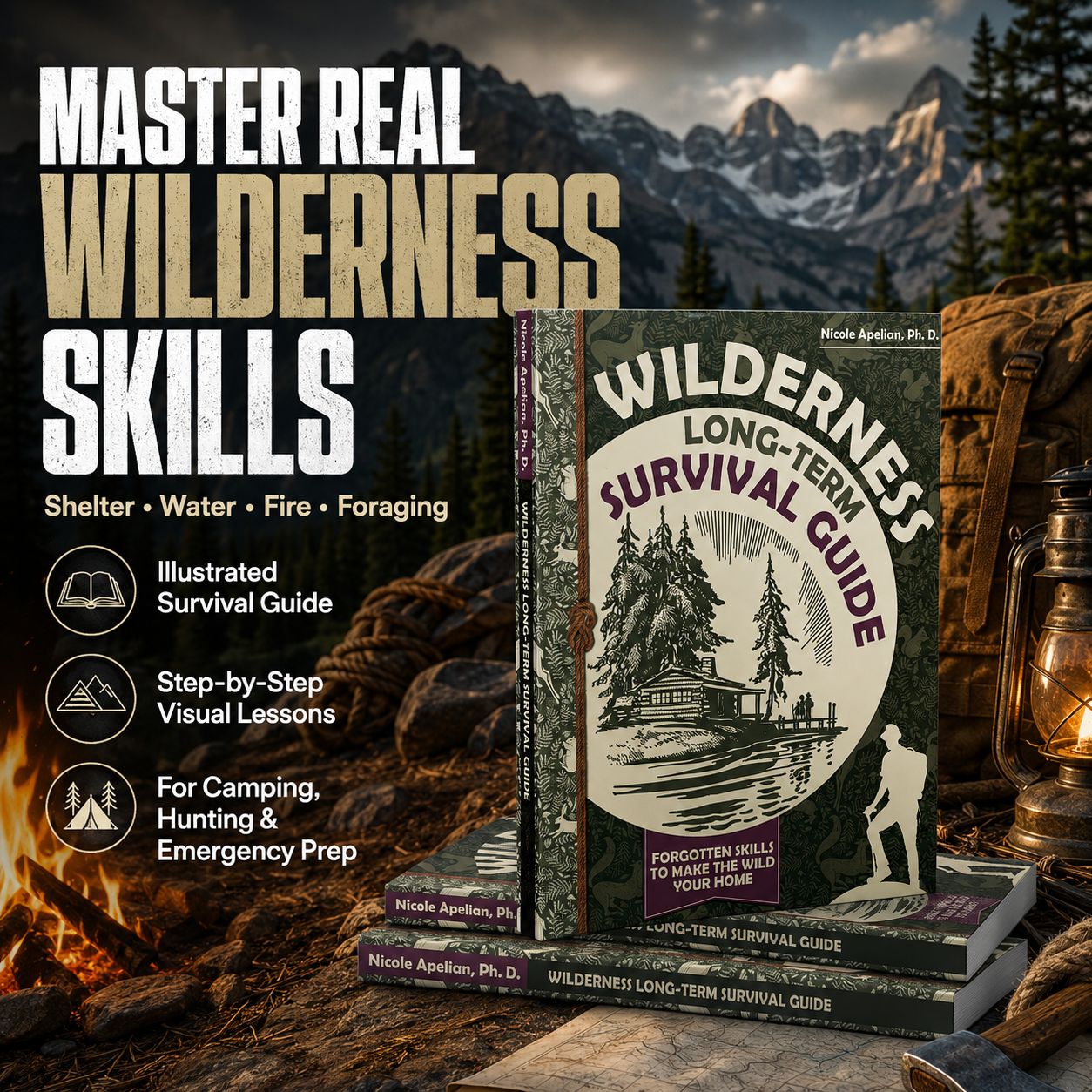 Wilderness Long-Term Survival Guide Hiking Foraging Book