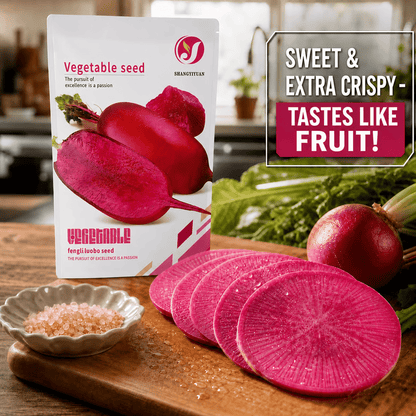 ☀️🌱Pineapple Radish Seeds, Red Skin Red Flesh Sweet Crispy Fruit Radish Seeds