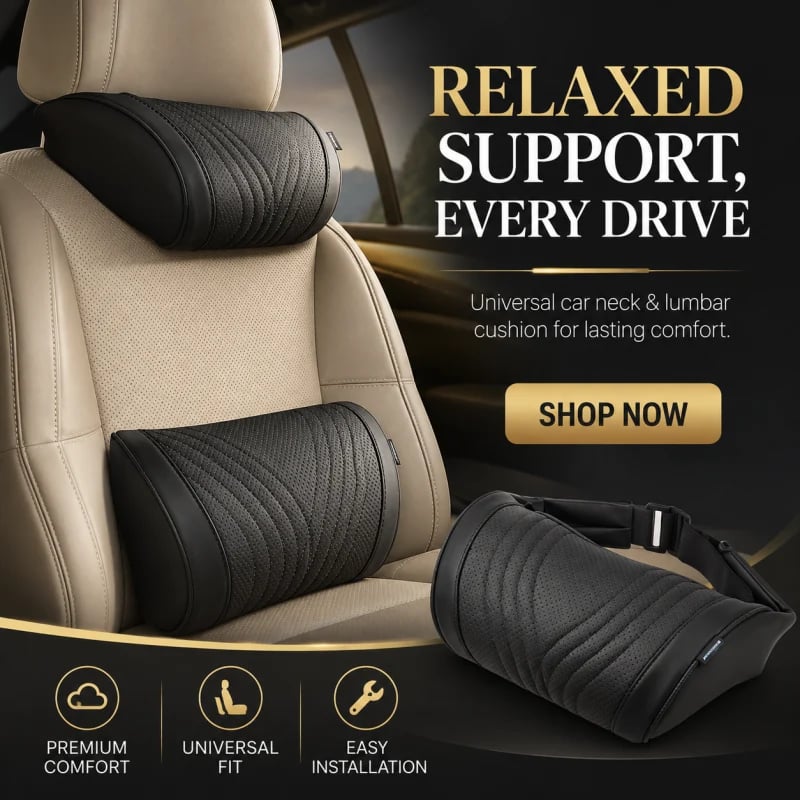 🚗💤 Relieve Driving Fatigue! Universal Memory Foam Car Headrest Neck Pillow, Ergonomic Support Auto Neck Cushion for Long Road Trips
