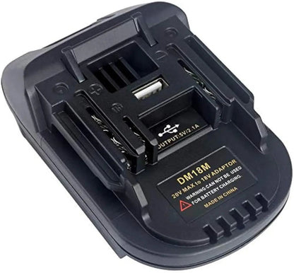 🔋 DM18M Battery Adapter for 18V Tools – Converts 18V & 20V Power Batteries to 18V LXT Tools with USB Charging Port