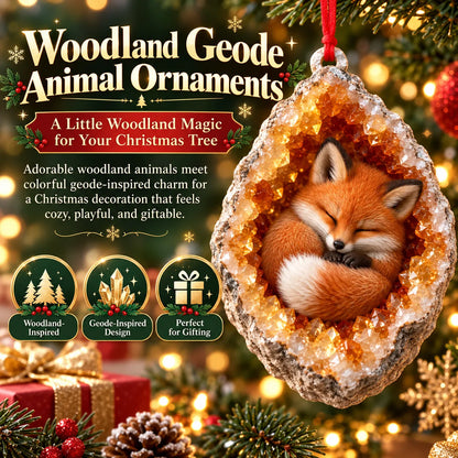 🎄Early Bird Christmas Sale 50% OFF |✨Woodland Geode Animal Ornaments – Tiny Christmas Friends Hidden in Crystal Magic
