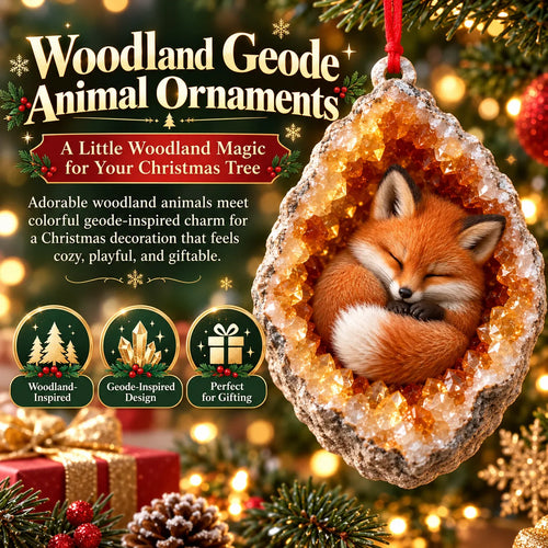 🎄Early Bird Christmas Sale 50% OFF |✨Woodland Geode Animal Ornaments – Tiny Christmas Friends Hidden in Crystal Magic