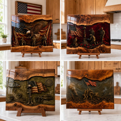 Veteran Tribute Cutting Board – Patriotic Military Memorial Kitchen Decor Gift For Heroes Who Served