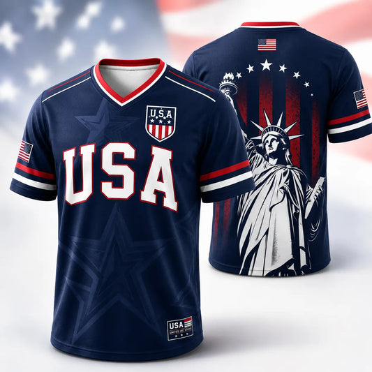 USA Liberty Soccer Jersey – Patriotic American Flag V-Neck Football Shirt