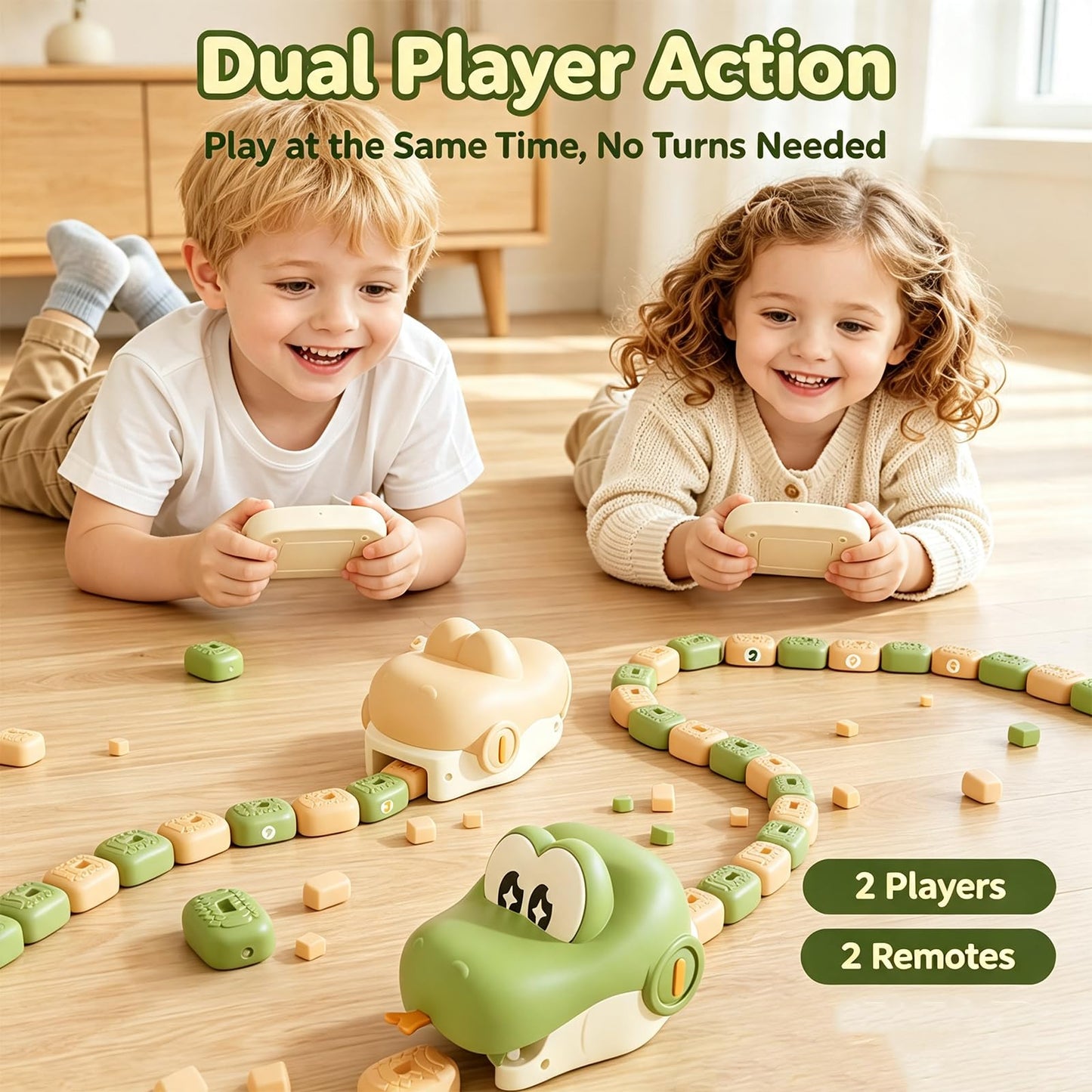 Interactive Hungry Snake Parent-Child Puzzle Game – 2 Player Educational Tabletop Toy