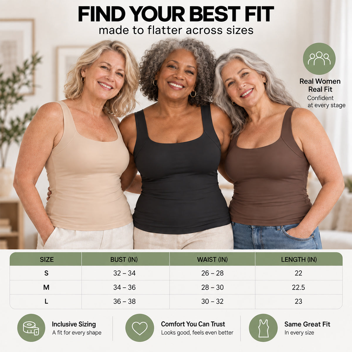 U-Neck Built-In Bra Shaping Tank Top
