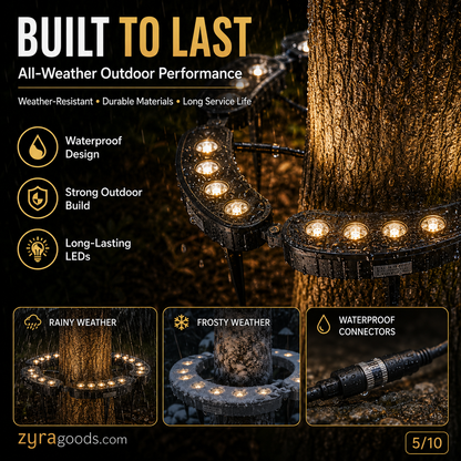 🌳💡 Ring-Shaped Solar Tree Lights – Weatherproof Outdoor Spotlights Ideal for Trees