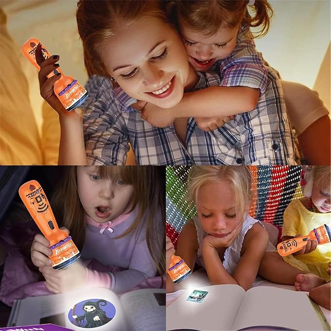 🎃👻Kids Halloween Christmas Projection Flashlight Toy – Create Magical Bedtime Stories With 24 Festive Light Slides