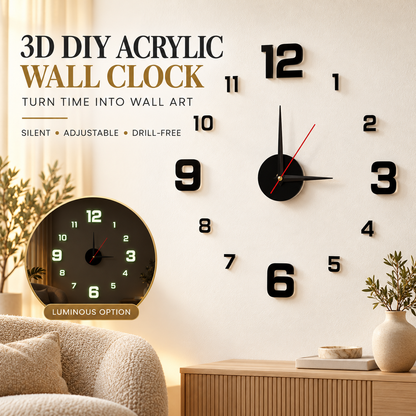 🥳2026 HOT SALE🥳⏰3D DIY Luminous Acrylic Wall Clock Set