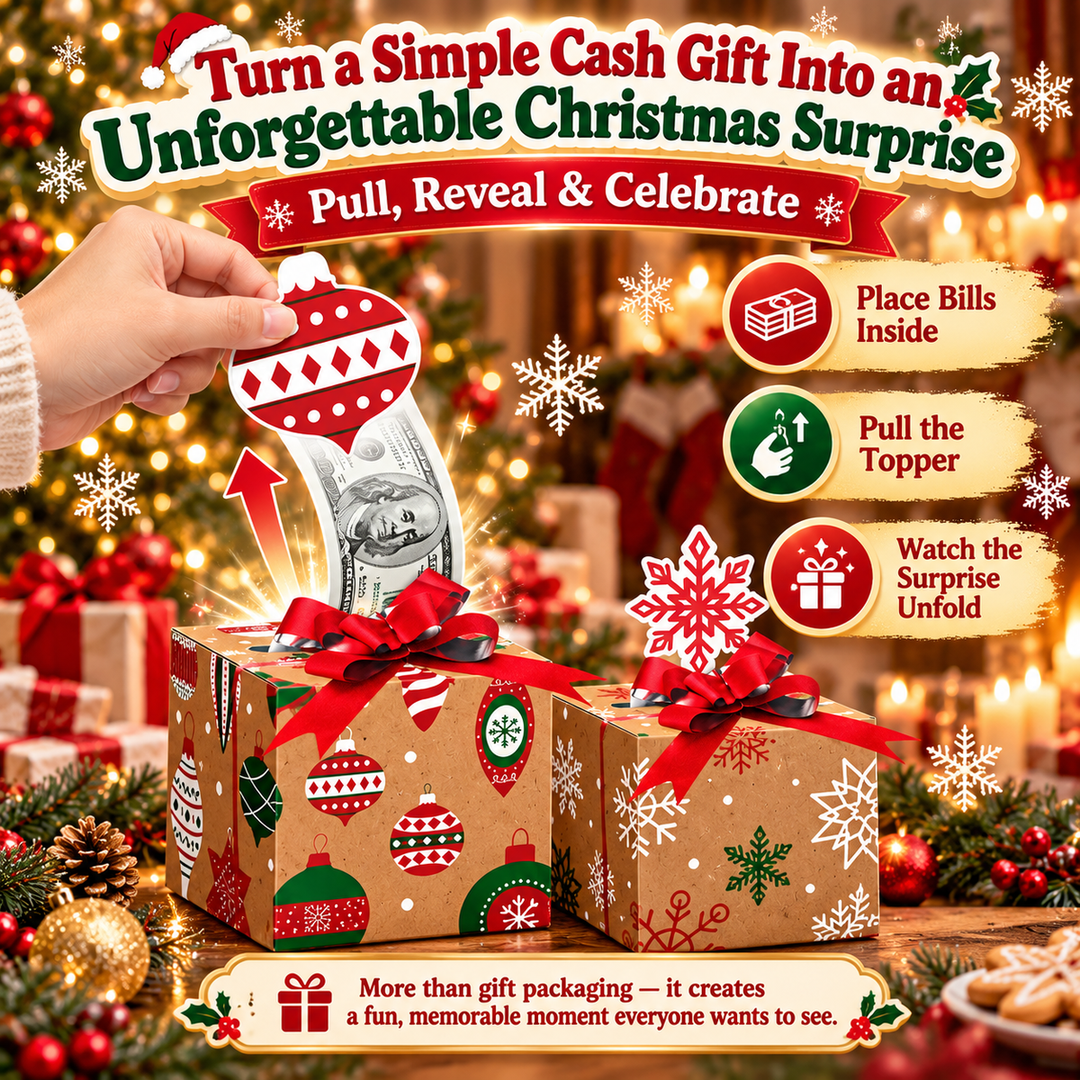 🎄 Christmas Money Pull Gift Box