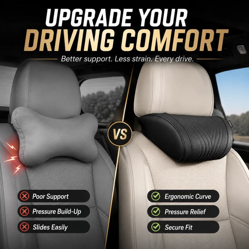 🚗💤 Relieve Driving Fatigue! Universal Memory Foam Car Headrest Neck Pillow, Ergonomic Support Auto Neck Cushion for Long Road Trips
