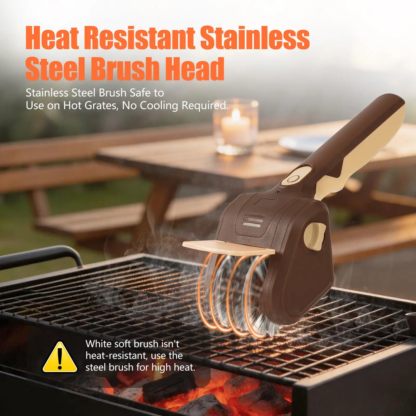 Cordless Electric Grill Brush - 700 RPM Stainless Steel