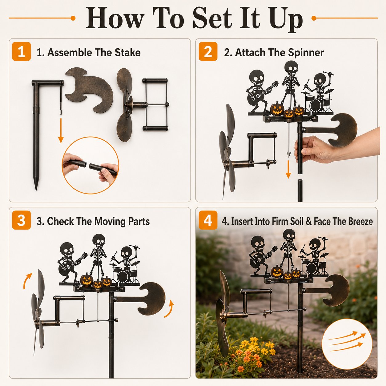 Halloween Skeleton Band Kinetic Wind Spinner
