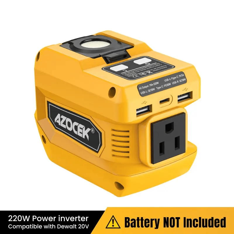 2-in-1 Portable Power Inverter & Floodlight | Convert Tool Batteries to 110V AC