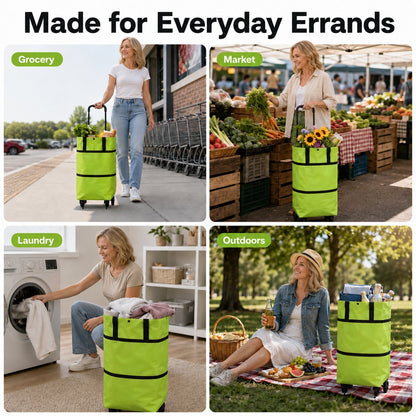 🛒 Large-capacity Folding Push-pull Shopping Bag - The Perfect Choice for Large-scale Shopping Trips