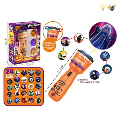 🎃👻Kids Halloween Christmas Projection Flashlight Toy – Create Magical Bedtime Stories With 24 Festive Light Slides