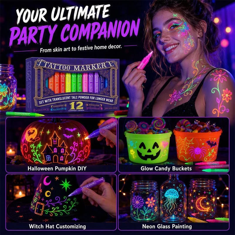 Glow Party Neon Tattoo Markers