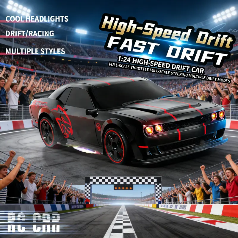 🔥 4WD RC Drift Car For Kids – 2.4GHz Remote Control Racing Car With LED Lights