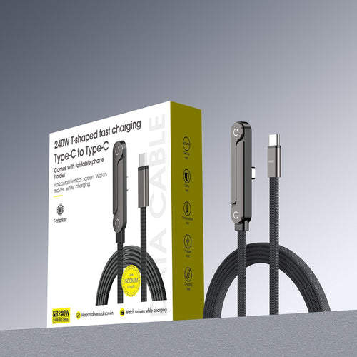 240W SuperCharge 360° Rotating Invisible Stand Detachable 2-in-1 Charging Cable