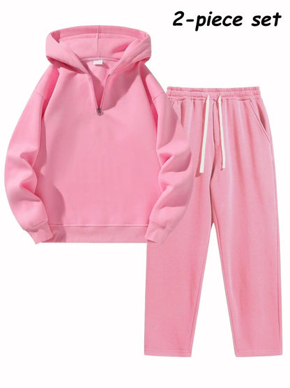 Men's Plain Two-piece Casual Sporty Sweatsuit Set