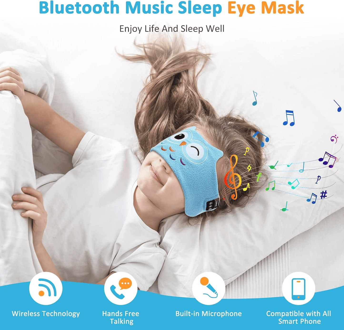 🔥HOT SALE 49% OFF🧒🎧Kids Bluetooth Sleep Mask Headband – 😴✨Super Soft Fleece With Thin Wireless Music Speakers for Travel Nap Bedtime