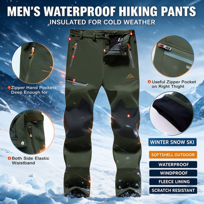 Men's Waterproof Pants Insulated Cold weather Hiking Winter Snow Ski Softshell Outdoor