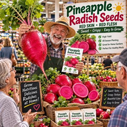☀️🌱Pineapple Radish Seeds, Red Skin Red Flesh Sweet Crispy Fruit Radish Seeds