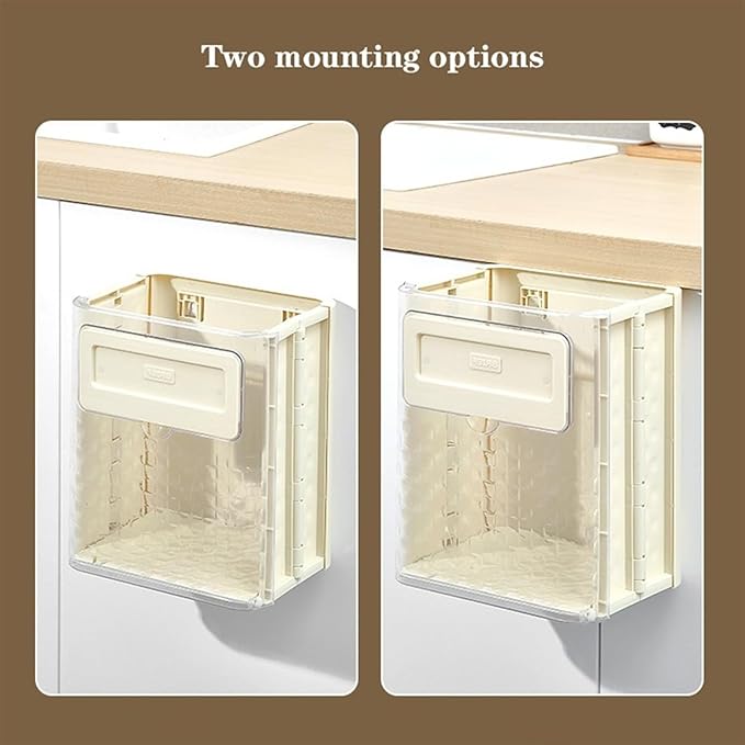 Kitchen folding trash can wall hanging large caliber leftovers bin transparent thickened folding trash can