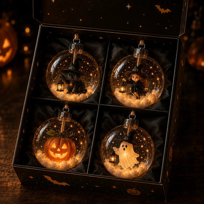 🎃 Halloween Glowing Mini Ornament Collection – Cat / Witch / Pumpkin / Ghost Lighted Decor