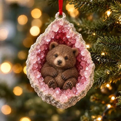 🎄Early Bird Christmas Sale 50% OFF |✨Woodland Geode Animal Ornaments – Tiny Christmas Friends Hidden in Crystal Magic
