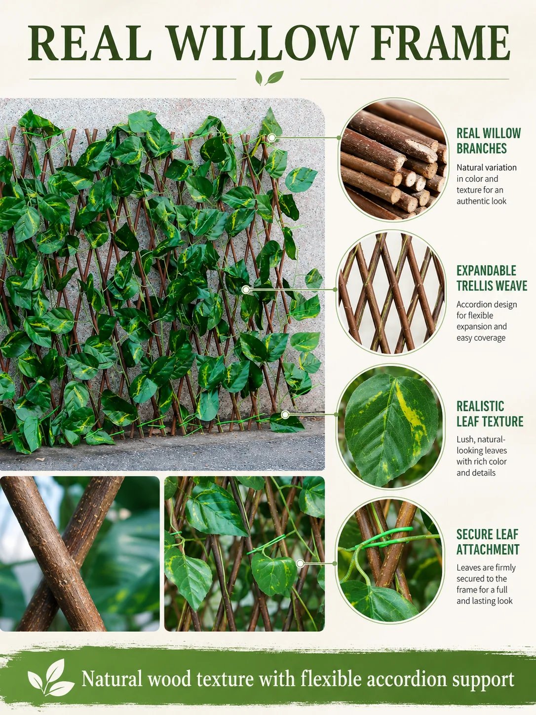 🌿Garden Trend🔥Artificial ivy retractable fence privacy screen