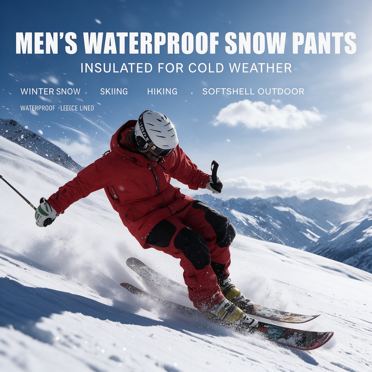 Men's Waterproof Pants Insulated Cold weather Hiking Winter Snow Ski Softshell Outdoor