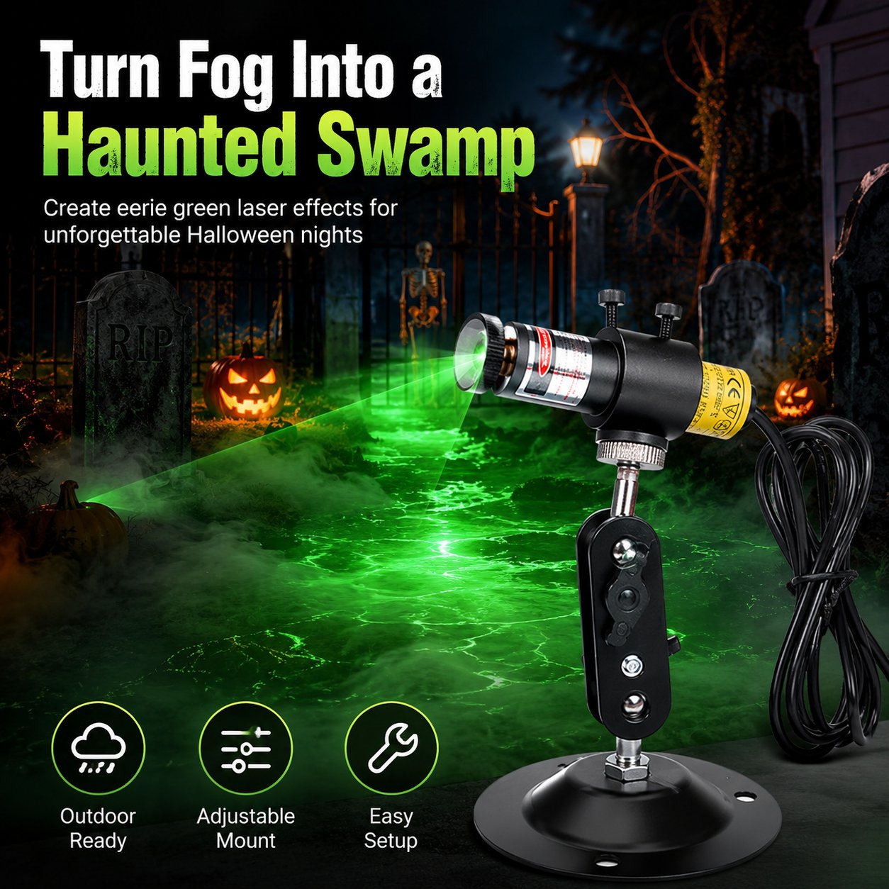 Halloween Green Laser Fog Projector for Swamp Effect