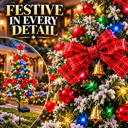Solar Snowy Cedar Christmas Tree Lights for Outdoor Holiday Decor