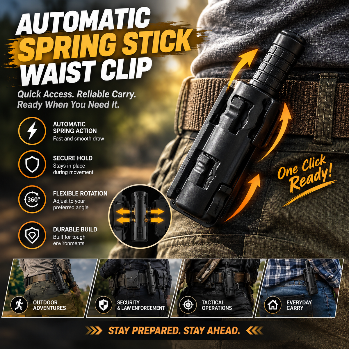 🔥 Automatic Spring Stick Waist Clip