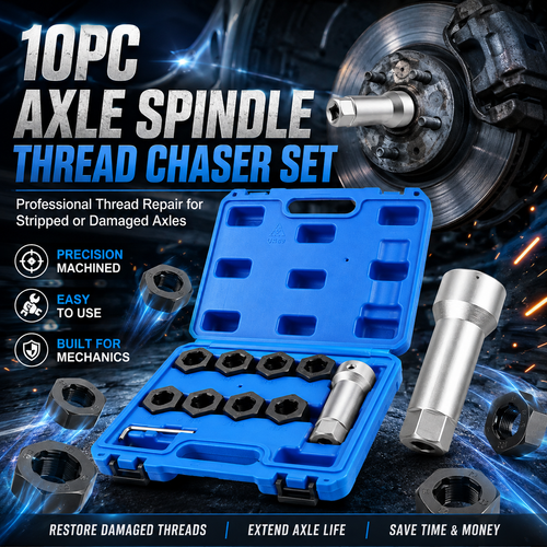 🔧 2026 HOT SALE✨50K+ SOLD!🛠️ 10-Piece Axle Spindle Thread Chaser Set