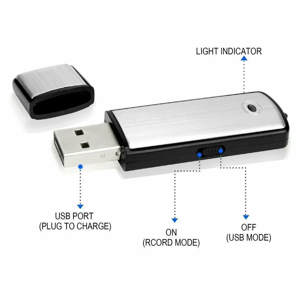 USB Flash Drive Voice Recorder 2-in-1 – Voice Activated, Smart Noise Reduction, Scheduled Recording,Auto File Save